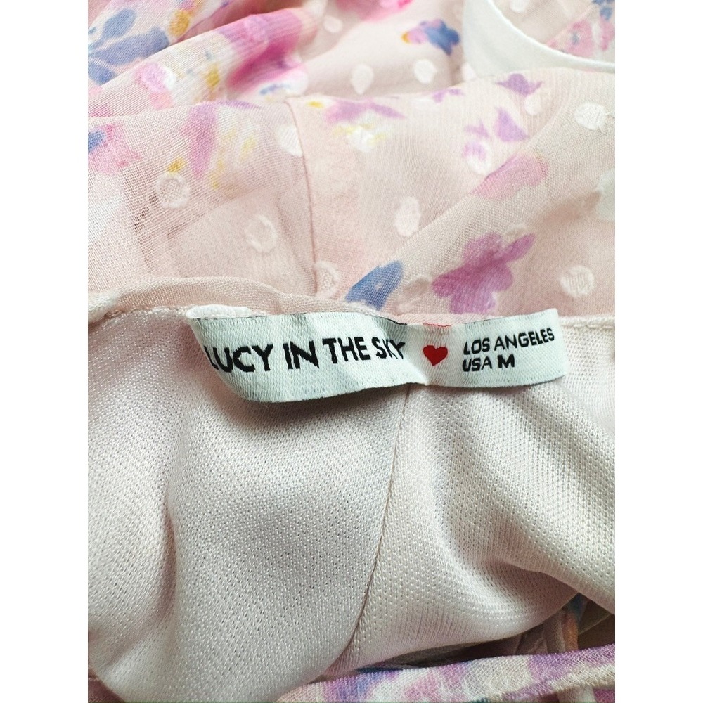 Lucy In The Sky Cindi Floral Dotted A-Line Dress Pink Size Medium NWT - Picture 6 of 8